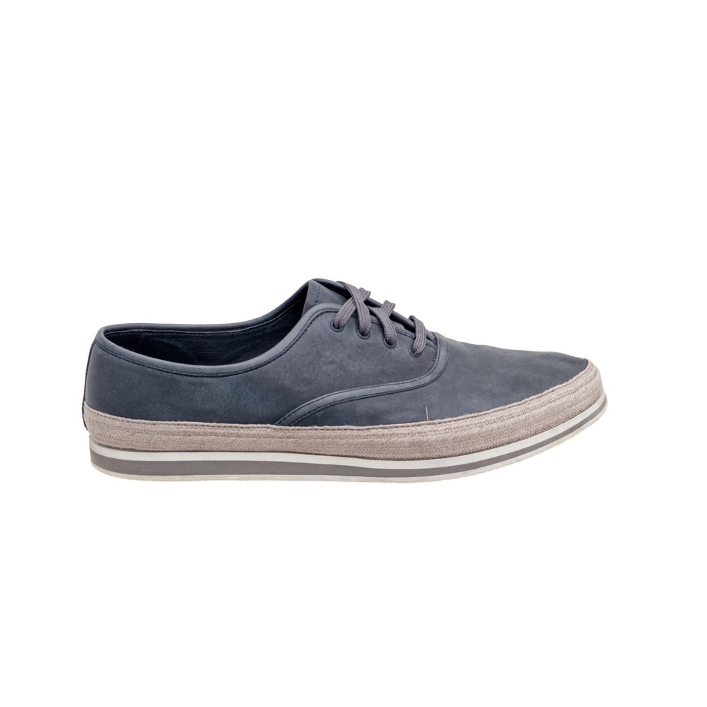 $790 PRADA Aged Leather ESPADRILLE HYBRID Navy  SNEAKERS EU 41 UK 8.5 US 9.5 - Picture 4 of 12